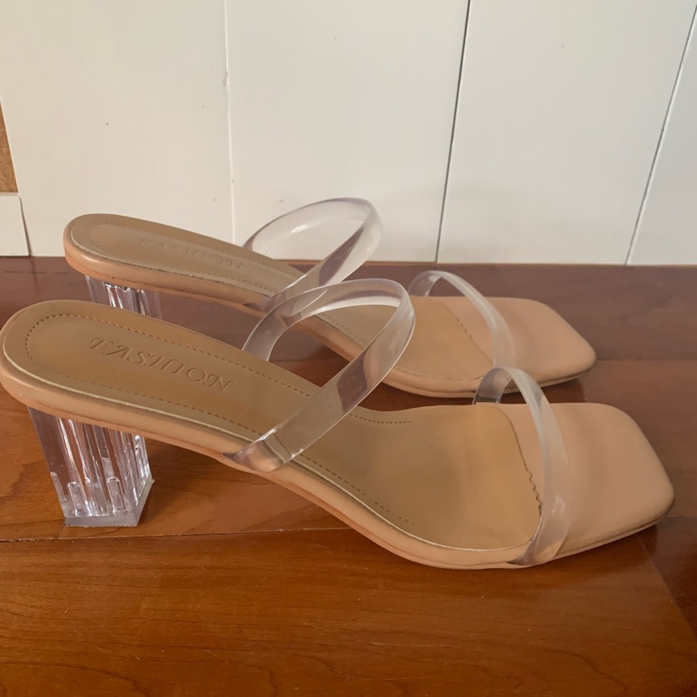 Clear block heels